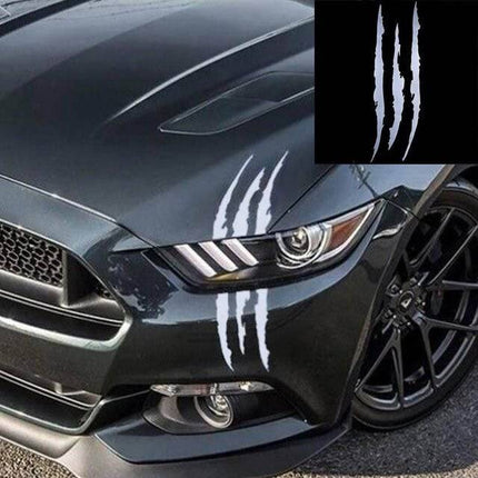 Reflecterende Monster Klauw Kras Strepen Sticker – Wit / Zilver - VCTparts.nl