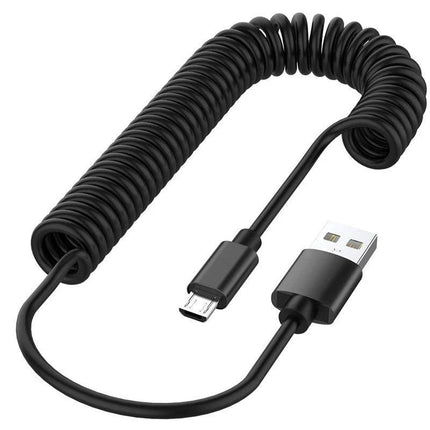 Rekbare USB naar Micro - USB Krulsnoer 1 Meter Zwart - VCTparts.nl