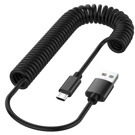 Rekbare USB naar Micro - USB Krulsnoer 1 Meter Zwart - VCTparts.nl