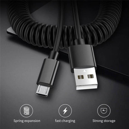 VCTparts Rekbare USB naar USB - C Krulsnoer Veer 1 Meter Zwart NORGOS 5