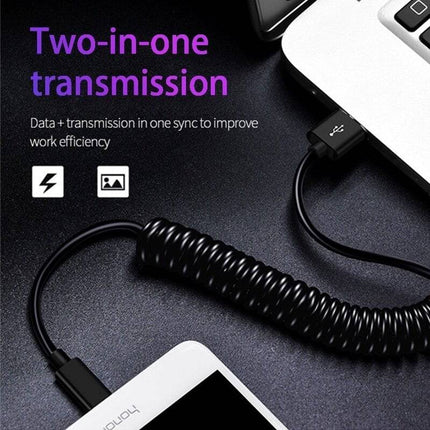 VCTparts Rekbare USB naar USB - C Krulsnoer Veer 1 Meter Zwart NORGOS 10