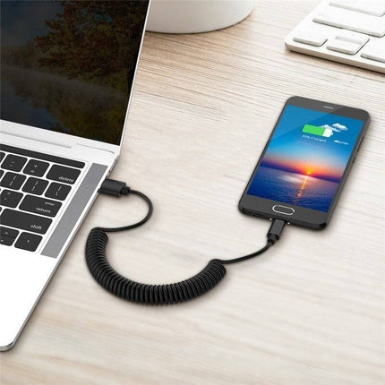 VCTparts Rekbare USB naar USB - C Krulsnoer Veer 1 Meter Zwart NORGOS 6