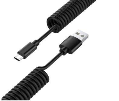 VCTparts Rekbare USB naar USB - C Krulsnoer Veer 1 Meter Zwart NORGOS 2