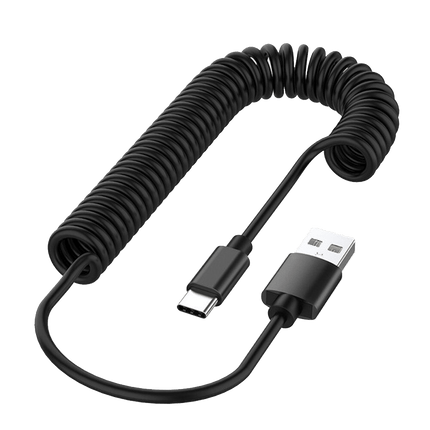 VCTparts Rekbare USB naar USB - C Krulsnoer Veer 1 Meter Zwart NORGOS 1