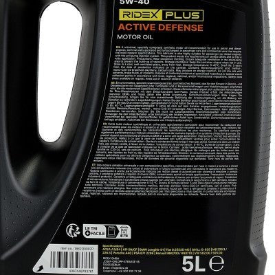 Ridex Plus RIDEX PLUS Active Defense 5W - 40 Synthetische Motorolie 5 Liter - Krachtige Prestaties & Bescherming Ridex 5