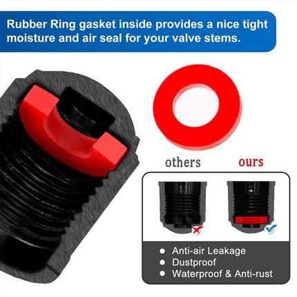 VCTparts Rode Universele Ventieldoppen / Ventieldopjes - Rood (4 stuks) Anti - lek Luchtdicht Roestbescherming [Auto - Motor - Scooter - Fiets] NORGOS 8