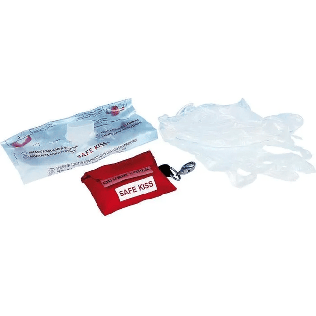 VCTparts Safe Kiss + Latex Handschoenen Sleutelhanger Beademingsset Reanimatie Masker FAMC 2