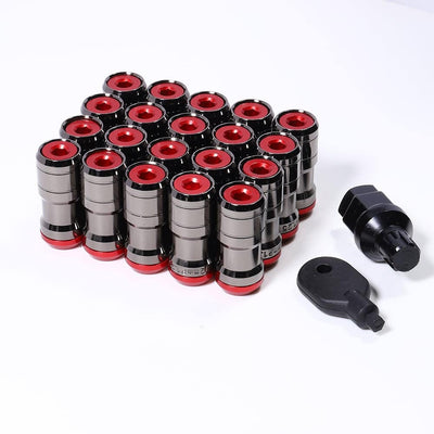 Stalen Wielmoeren Lug Nuts met Heptagon Slotbouten - M12x15 Rood