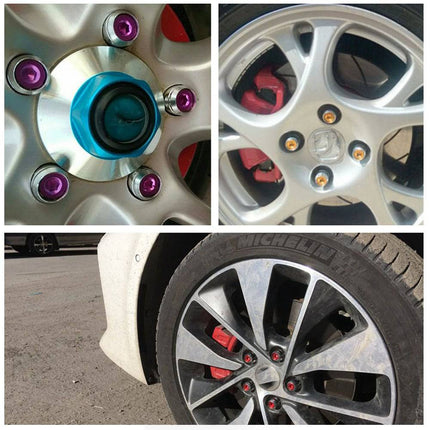 Stalen Wielmoeren Lug Nuts met Heptagon Slotbouten - M12x15 Rood - VCTparts.nl