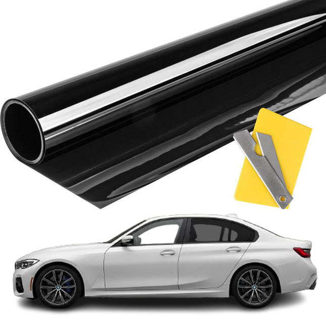 Auto Raamfolie HR++ Tint Vinyl Zwart 75x300cm (15%) Zwarte Tintfolie voor Zonwerende Auto folie - Verduisterend
