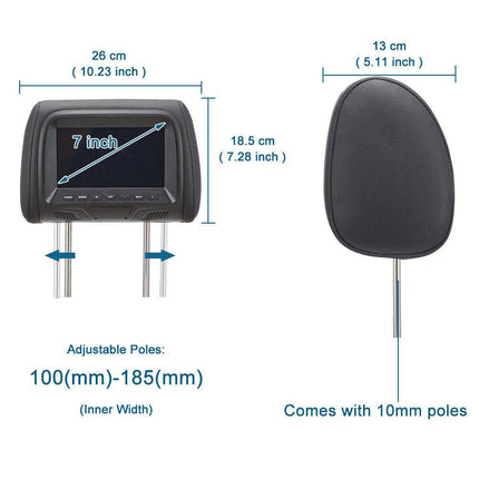 VCTparts Tweeweg Hoofdsteun Monitoren - 7 inch Touchscreen Beeldscherm Mirror Link AV/USB/SD Ingangen met Afstandsbediening NORGOS 6