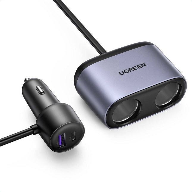 UGREEN UGREEN Autolader 2x USB / 2x Sigarettenaansteker Splitter Zwart [1x USB - C & 1x USB - A] Hurtel 2