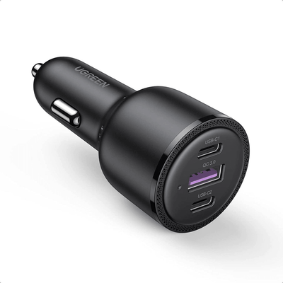 UGREEN Car Charger Snell Charger 1x USB-A et 2X USB-C (69W-5A) QC Black