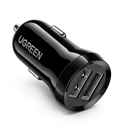 UGREEN Autolader Snellader 2x USB - A 24W - 4.8A (2x 2.4 A) Zwart - VCTparts.nl