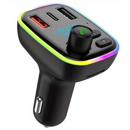 VCTparts Universele Bluetooth FM Transmitter Carkit QC3.0 Autolader Zwart met LED Verlichting TEMU 2
