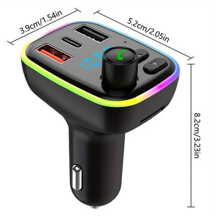 VCTparts Universele Bluetooth FM Transmitter Carkit QC3.0 Autolader Zwart met LED Verlichting TEMU 4