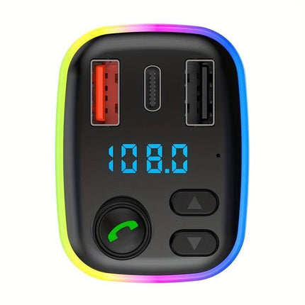 VCTparts Universele Bluetooth FM Transmitter Carkit QC3.0 Autolader Zwart met LED Verlichting TEMU 5