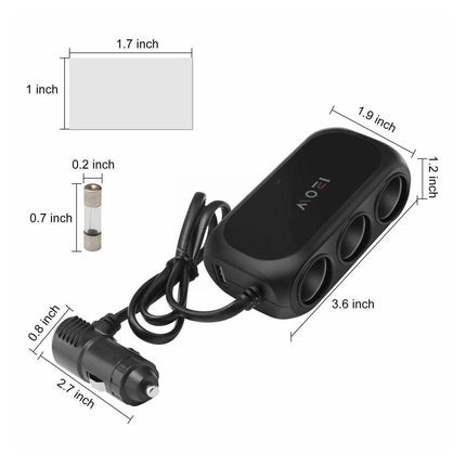 Universele Sigarettenaansteker Splitter (3x) met Usb 12V/24V Zwart - VCTparts.nl