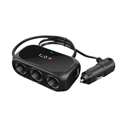 Universele Sigarettenaansteker Splitter (3x) met Usb 12V/24V Zwart - VCTparts.nl