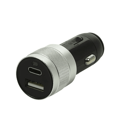 USB-C + USB-A CHARGER CHELOR TÉLÉPHONE CHARGER CHARGER Cigarette Gray