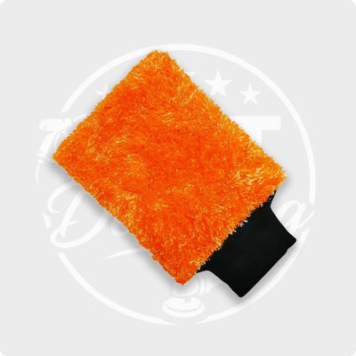VCTdetailing Auto Reinigings Washandschoen Washmitt met Absorberende Microvezel voor Streeploos Glansresultaat Oranje