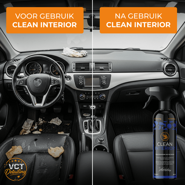 VCTdetailing Clean Interior Interieurreiniger, Clean Leather Leer/Alcantara Reiniger, Interieur Borstel en Huisdieren Haren Verwijder Tool met Microvezel Doek - VCTparts.nl