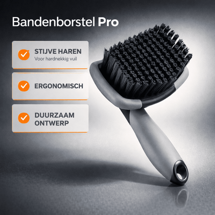 VCTdetailing Harde Robuuste Bandenborstel voor Effectieve Reiniging Grijs/Zwart - VCTparts.nl