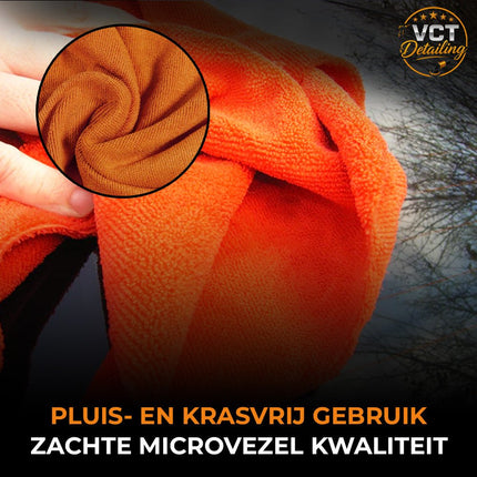 VCTdetailing Microvezel Doek Oranje Schoonmaak Doek voor een Streeploos Resultaat Oranje - VCTparts.nl