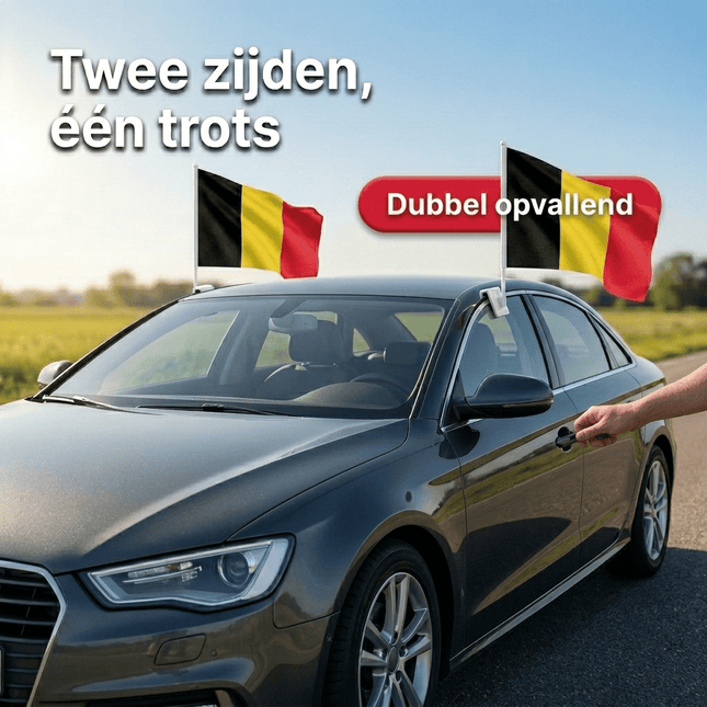 VCTparts Belgische Autovlaggen Set 2 Stuks – België Vlag Auto – 30 x 45 cm – Inclusief Raamhouders – WK 2026 Rode Duivels Supporters NORGOS 2