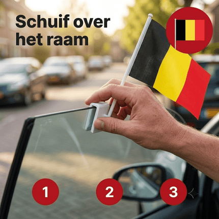 VCTparts Belgische Autovlaggen Set 2 Stuks – België Vlag Auto – 30 x 45 cm – Inclusief Raamhouders – WK 2026 Rode Duivels Supporters NORGOS 5