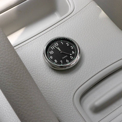 Analoog Mini Dashboard Auto Klokje Zelfklevend zwart Chrome - VCTparts.nl