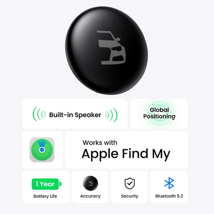 Auto GPS Locatie Tracker Anti-Diefstal Functie Smart Tag - Werkt met Zoek Mijn App - IOS/iPhone zwart - VCTparts.nl