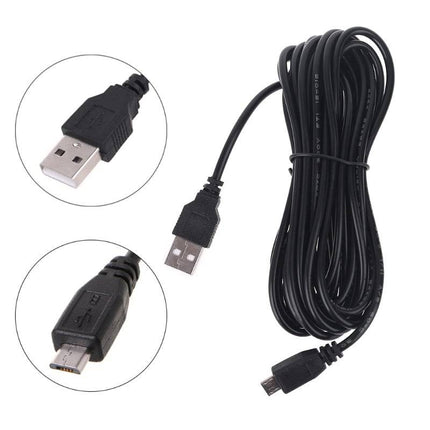 Dashcam 3.5m Micro-USB naar USB-A Recorder Voeding Kabel Zwart [5V/2A] - VCTparts.nl