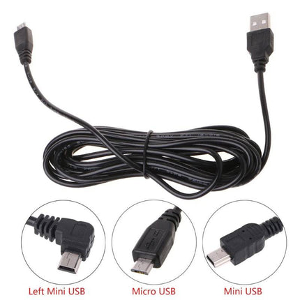 Dashcam 3.5m Micro-USB naar USB-A Recorder Voeding Kabel Zwart [5V/2A] - VCTparts.nl