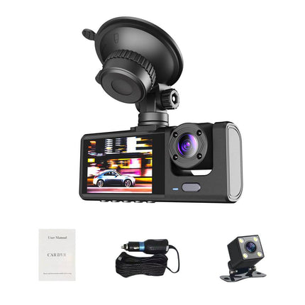 Dashcam HD 1080P 3CH Auto Recorder met Binnenzijde Camera Zwart - VCTparts.nl