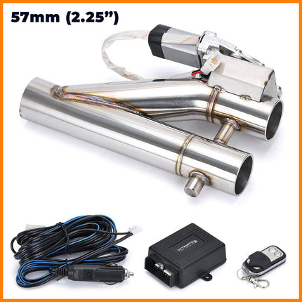 Elektrische Uitlaat Kleppensysteem 2.25inch 57mm Bypass Universeel Draadloos met Afstandsbediening- Dubbele Pijp met Klep - VCTparts.nl