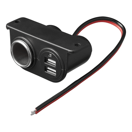 Opbouw Sigarettenaanstekerdoos Stekkerdoos Autoplug met 2x USB 12V 24V Universeel - VCTparts.nl