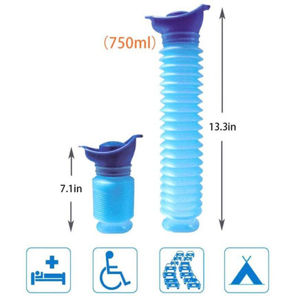 Opvouwbare Hygiënische Urinefles Afsluitbaar voor Vrouwen 750ml Blauw - VCTparts.nl