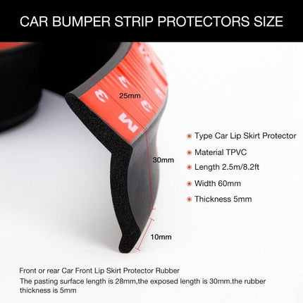 Side Skirts Verlaging Strip Bumper Bescherming Lip Rubber Sierstrip (2.5m) Zwart - VCTparts.nl