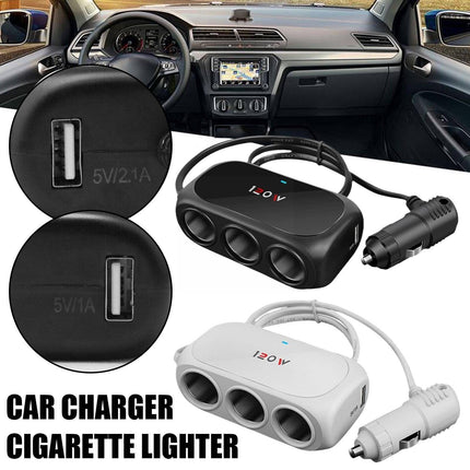 Universele Sigarettenaansteker Splitter (3x) met Usb 12V/24V Zwart - VCTparts.nl