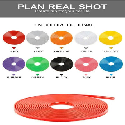 Velgen Bescherming Flexibele Decoratie Strip met Tape Rood (8 meter) - VCTparts.nl