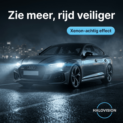 HaloVision Halogeen Koplampen H1 – Situatiefoto gemonteerd in auto