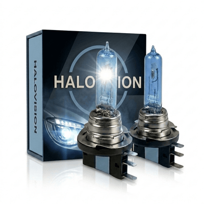 HaloVision Halogeen Koplampen H15 – 12V 3000Lm 5500K Koud Wit – Blauw Glas Super White Dimlicht Grootlicht Halogeenlampen Set van 2 Autolampen