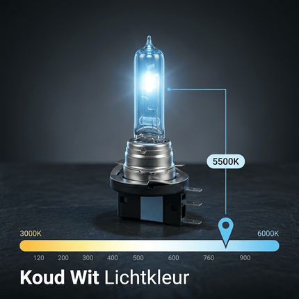 VCTparts HaloVision Halogeen Koplampen H15 – 12V 3000Lm 5500K Koud Wit – Blauw Glas Super White Dimlicht Grootlicht Halogeenlampen Set van 2 Autolampen HaloVision 4