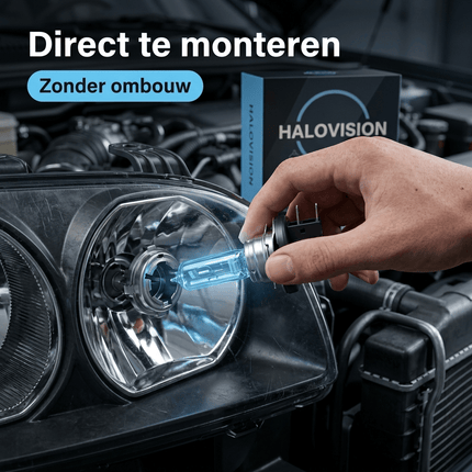VCTparts HaloVision Halogeen Koplampen H15 – 12V 3000Lm 5500K Koud Wit – Blauw Glas Super White Dimlicht Grootlicht Halogeenlampen Set van 2 Autolampen HaloVision 7