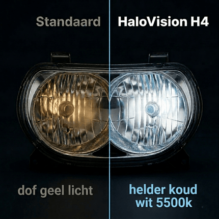 HaloVision Halogeen Koplampen H4 – Hero productfoto Blauw Glas Super White