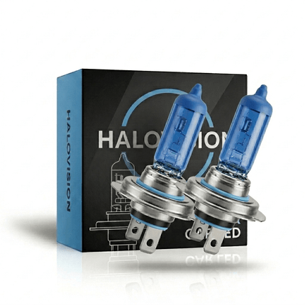 VCTparts HaloVision Halogeen Koplampen H7 – 12V 3000Lm 5500K Koud Wit – Blauw Glas Super White Dimlicht Grootlicht Halogeenlampen Set van 2 Autolampen HaloVision 9