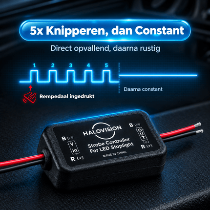 VCTparts Halovision Remlicht Flitser Module 5x Knipperen dan Constant 12V 24V - LED Remlicht Knipper Module Strobe Controller voor Derde Remlicht met Kortsluitbeveiliging NORGOS 6