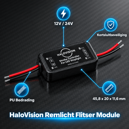 VCTparts Halovision Remlicht Flitser Module 5x Knipperen dan Constant 12V 24V - LED Remlicht Knipper Module Strobe Controller voor Derde Remlicht met Kortsluitbeveiliging NORGOS 3
