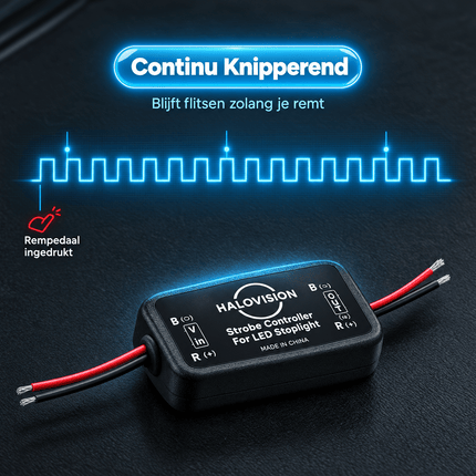 VCTparts Halovision Remlicht Flitser Module Continu Knipperend 12V 24V - LED Remlicht Knipper Module Strobe Controller voor Derde Remlicht met Kortsluitbeveiliging NORGOS 6